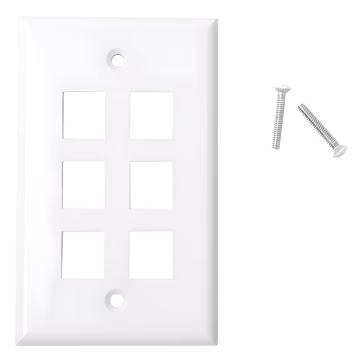 Placa de pared de 6 puertos, Keystone, Color Blanco