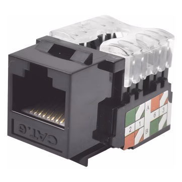 Módulo Jack Keystone Cat6 con terminación 110 (Punchdown) para faceplate – Color Negro