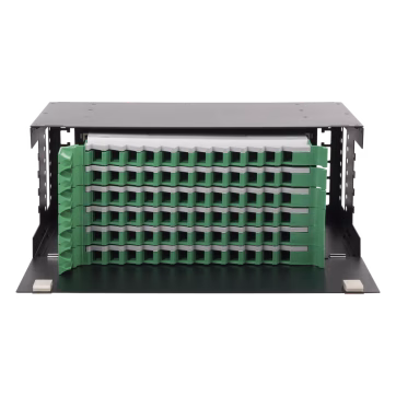 Distribuidor de Fibra Óptica con bandejas deslizables, vacío, 19in, acepta 72 adaptadores LC Duplex o LC Simplex o 72 SC Simplex, 4U