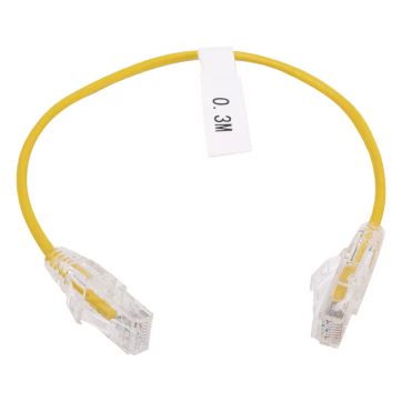 Cable de Parcheo Slim UTP Cat6 – 30 cm Amarillo Diámetro Reducido (28 AWG)