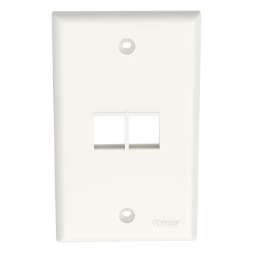 Placa de Pared Vertical, Salida Para 2 Puertos Keystone, Color Blanco Mate
