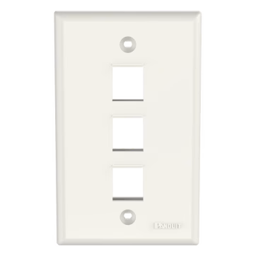 Placa de Pared Vertical, Salida Para 3 Puertos Keystone, Color Blanco Mate