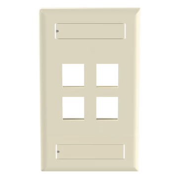 Placa de Pared Vertical, Salida Para 4 Puertos Keystone, Con Espacios Para Etiquetas, Color Marfil