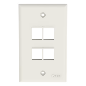 Placa de Pared Vertical, Salida Para 4 Puertos Keystone, Color Blanco Mate