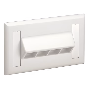 Placa de Pared Horizontal, Salida Para 4 Puertos Keystone, Con Espacios Para Etiquetas, Color Blanco Mate