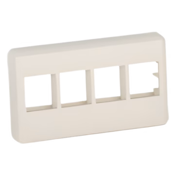 Placa de Pared Para Mueble Modular, Salida Para 4 Puertos Keystone, Color Blanco Mate