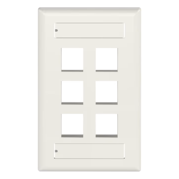 Placa de Pared Vertical, Salida Para 6 Puertos Keystone, Con Espacios Para Etiquetas, Color Marfil