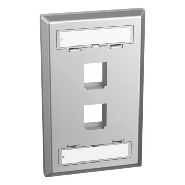 Placa de Pared Vertical, Salida Para 2 Puertos Keystone, Con Espacios Para Etiquetas, de Acero Inoxidable