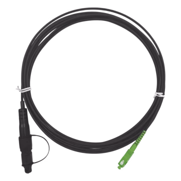 Jumper de Fibra Óptica, conector SC/APC – conexión a caja FDP460, redondo, 5 metros, forro 3 mm, G657A2, negro