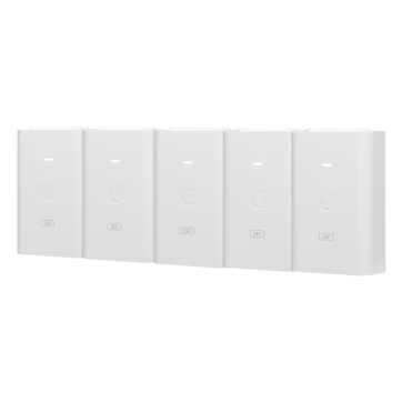 5 Unidades del Adaptador PoE Ubiquiti de 24 VDC, 1.0 A con puerto Gigabit, color blanco