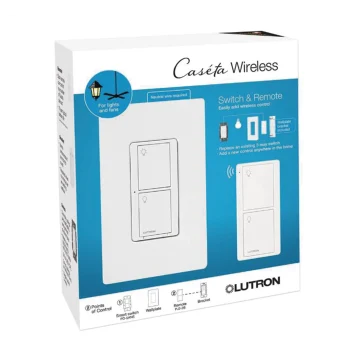 Kit, Apagador, base para empotrar en pared el control remoto PICO, tapa, ideal para el control de iluminación, integrable al HUB de Caseta y su App