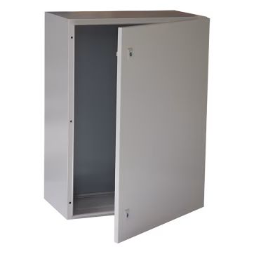 Gabinete de Acero IP66 Uso en Intemperie (400 x 600 x 250 mm) con Placa Trasera Interior y Compuerta Inferior Atornillable (Incluye Chapa y Llave).