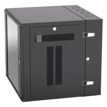 Gabinete PanZone de Montaje en Pared, de 19in, Puerta con Ventana de Seguridad, 12 UR, 635mm de Profundidad, Color Negro