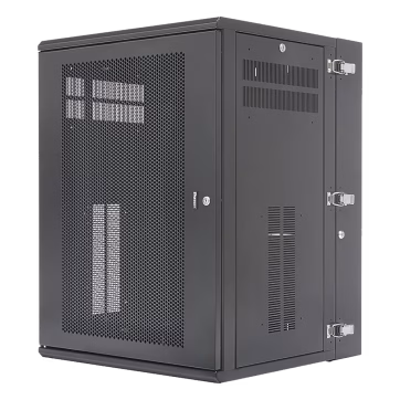 Gabinete PanZone de Montaje en Pared, de 19in, Puerta Ventilada, 18 UR, 635mm de Profundidad, Color Negro