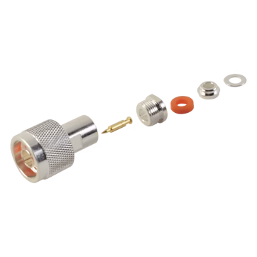 Conector N Macho de Rosca para RG-58/U, RG-142/U, Plata/ Oro/ Teflón.