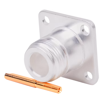 Conector N Hembra, montaje con 4 perforaciones a 18 mm