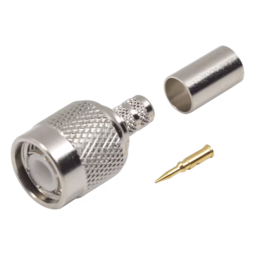 Conector TNC Macho de Anillo Plegable para Cables RG-58/U, LMR-195, Níquel/ Oro/ Delrin.