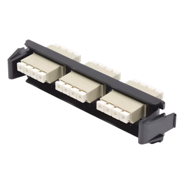Placa acopladora de Fibra Óptica Quick-Pack, Con 3 Conectores LC Quad (12 Fibras), Para fibra Multimodo, Beige