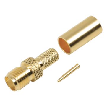 Conector SMA hembra inverso de anillo plegable para cable RG-58/U, Oro/ Oro Teflón.