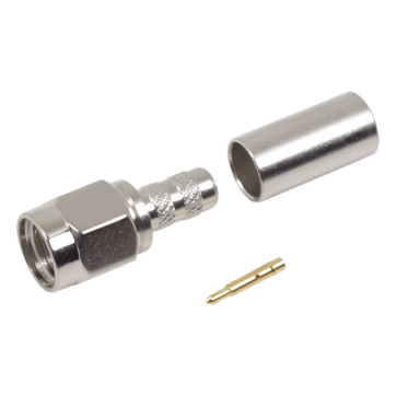 Conector SMA Macho de anillo plegable para cable RG-58/U, Niquel / Oro / Teflón.