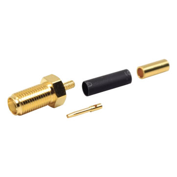 Conector SMA Hembra de Anillo Plegable para Cables RG-174/U, 8216, Oro / Oro / Teflón.