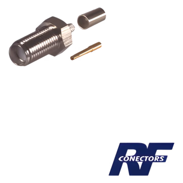 Conector SMA Hembra de Anillo Plegable para Cable RG-58/U, Niquel/ Oro / Teflón.