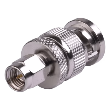 Adaptador en linea de conector SMA Macho a BNC Macho.
