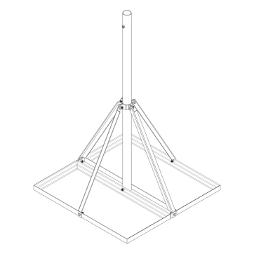 Base No Penetrante de 0.9 x 0.9 m con Mástil de 1.5 m Ced.30 para Instalación de Antenas SIN NECESIDAD DE PERFORAR EL TECHO (HOT-DIP).