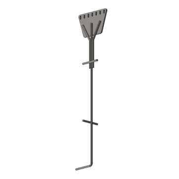 Ancla de Piso Tipo Paleta 7 Orificios para Retenida. Placa: 3/4, Redondo: 1, Altura: 210 cm. Galv. Inmersión.
