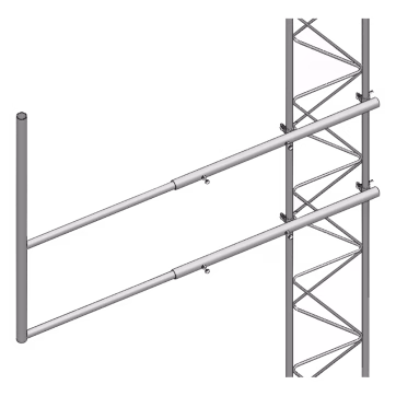 Brazo tipo F, para tramos STZ-45, galvanizado  por electrólisis.