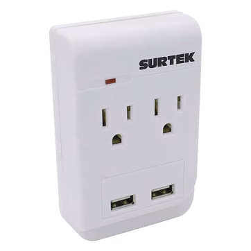 Multicontacto de ABS con 2 entradas de corriente  y 2 de USB.