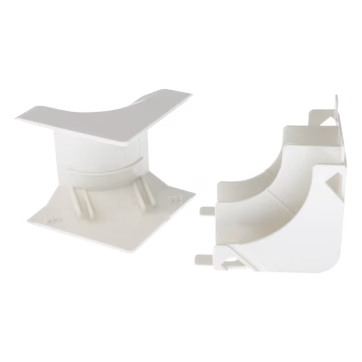Esquinero interior, para uso con canaleta T45, Material PVC Rígido, Color Blanco Mate