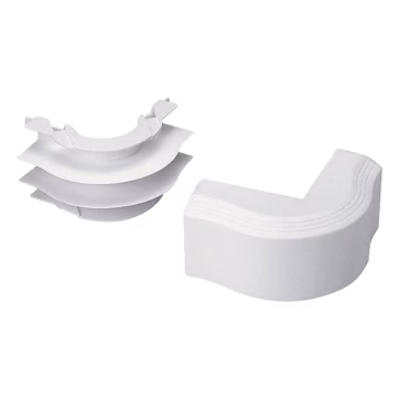 Esquinero exterior, para uso con canaleta T45, Material PVC Rígido, Color Blanco Mate