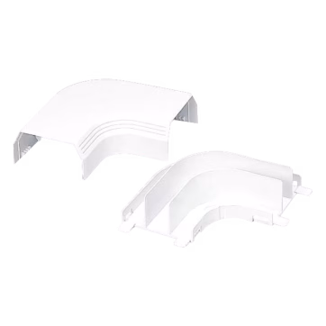 Curva de radio controlado, para uso con canaleta T45, Material PVC Rígido, Color Blanco Mate