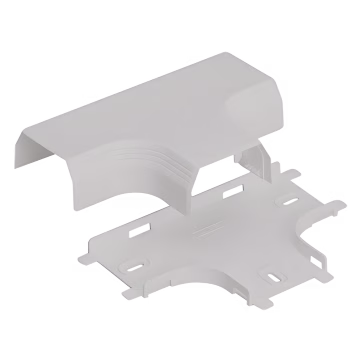 Accesorio en T, para uso con canaleta T45, Material PVC Rígido, Color Blanco Mate