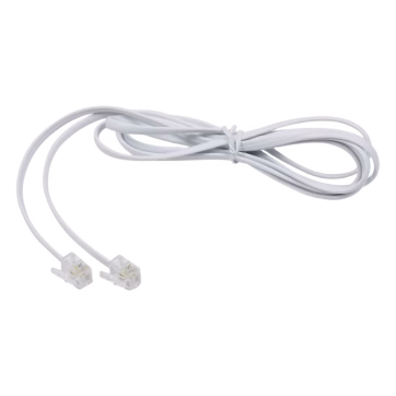 Cable telefónico RJ11, plano, color blanco, 1.5m