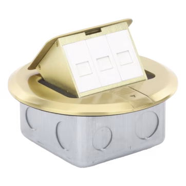 Mini caja de piso redonda para datos o conectores tipo Keystone, color bronce (3 contactos) (11000-12102)