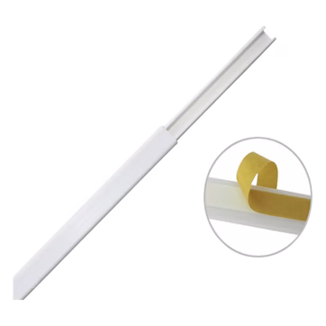 Canaleta color blanco de PVC auto extinguible, de una vía, 12 x 8 mm tramo de 6 pies con cinta adhesiva (5000-21252)