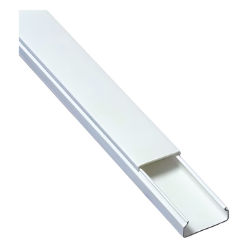 Canaleta blanca tipo bisagra de PVC auto extinguible, con cinta adhesiva, paquete con 4 piezas de 20x10x1100mm (5101-01272)