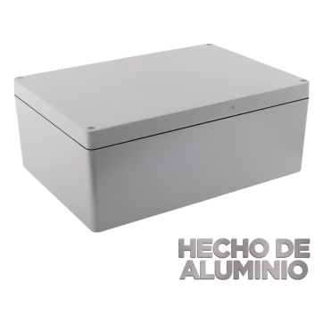 Gabinete de Aluminio para Exterior (IP66) de 390 x 280 x 158 mm con Rápida Disipación de Calor, Cierre por Tornillos con Bisagra.