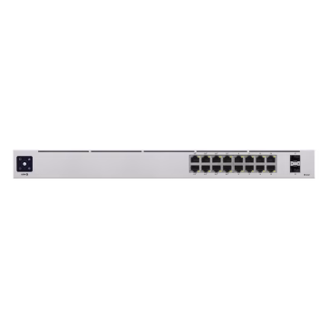 UniFi Switch USW-16-POE Gen2, Capa 2 de 16 puertos (8 puertos PoE 802.3af/at + 8 puertos Gigabit) + 2 puertos 1G SFP, 42W, pantalla informativa
