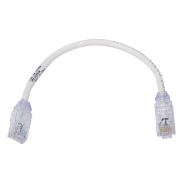 Cable de Parcheo UTP, Cat6A, Diámetro Reducido (28 AWG), CM/LSZH, Color Blanco Mate, 8in (20.3cm)
