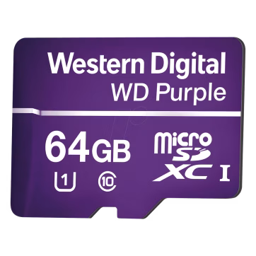 Memoria microSD de 64GB PURPLE, Especializada Para Videovigilancia, 3 VECES MAYOR DURACIÓN QUE UNA CONVENCIONAL