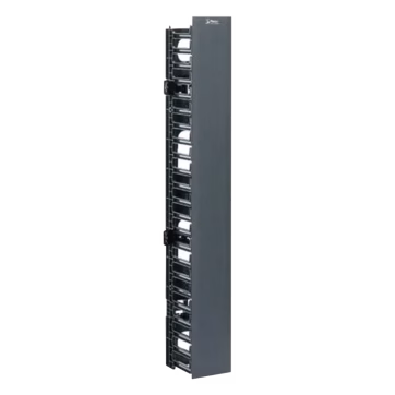Organizador Vertical Sencillo NetRunner, para Rack Abierto de 45 Unidades, 125 mm de Ancho, Color Negro